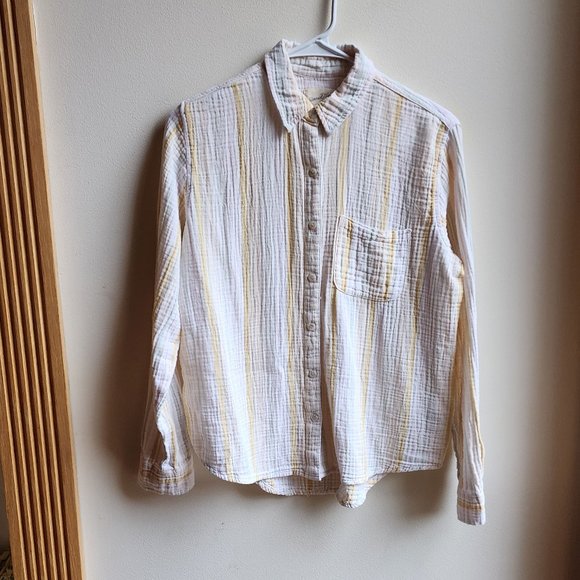 Universal Thread Yellow/White/Green Striped Button Down Shirt Size XS - Picture 9 of 16